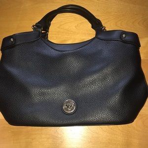 Anne Klein Black Pleather Vegan Faux Leather Handbag Purse Bag